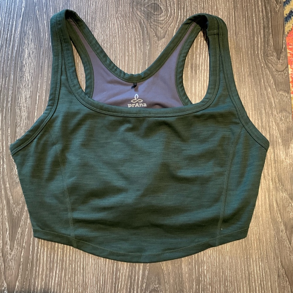 Prana Becksa Dark Green Crop Support Tank Size M